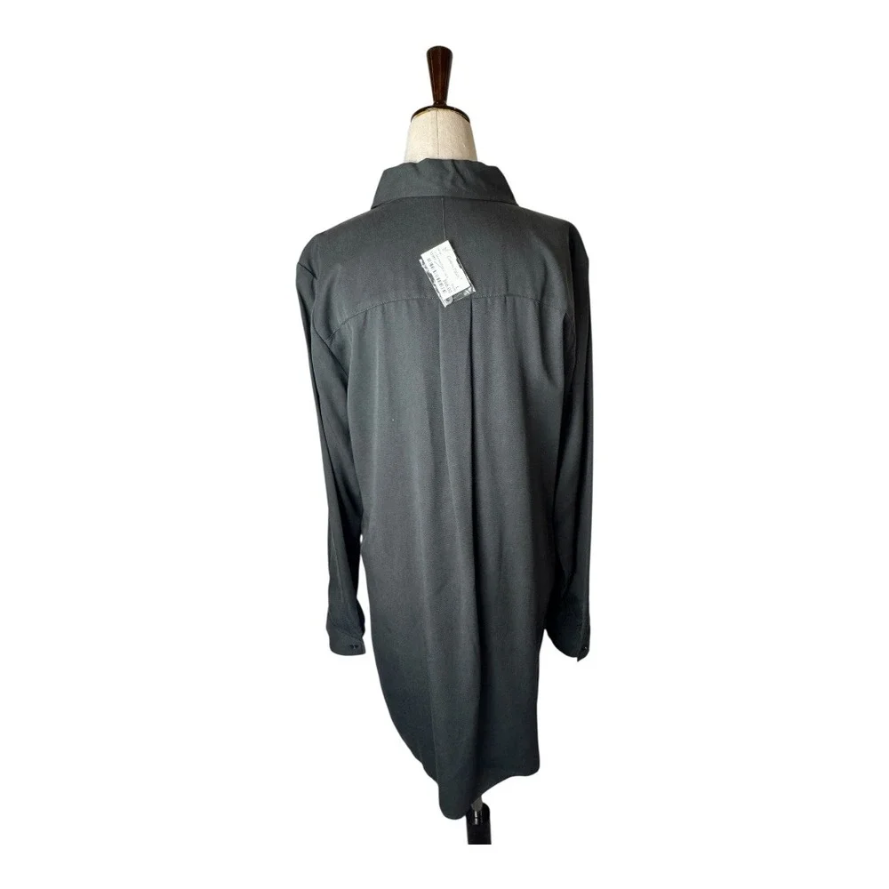 Michael Stars Dress Women Large Black Collared Long Sleeve Shirt Dress Mini NWT - Picture 2 of 11